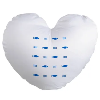 Ψαράκια, Μαξιλάρι καναπέ καρδιά 40x40cm περιέχεται το  γέμισμα