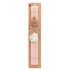 Easter Set, wooden keychain & scented flat Easter candle (30cm) (PINK)