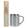 Easter Set, metallic thermal cup (300ml) & aromatic flat Easter candle (30cm) (TURQUOISE)
