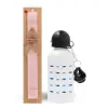 Easter Set, metallic aluminum bottle (500ml) & aromatic flat Easter candle (30cm) (PINK)