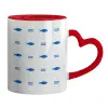 Mug heart red handle, ceramic, 330ml
