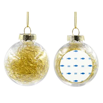 Ψαράκια, Στολίδι Χριστουγεννιάτικη μπάλα δένδρου διάφανη με χρυσό γέμισμα 8cm