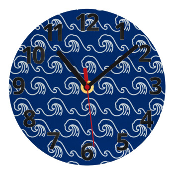 Blue Waves, Ρολόι τοίχου γυάλινο (20cm)