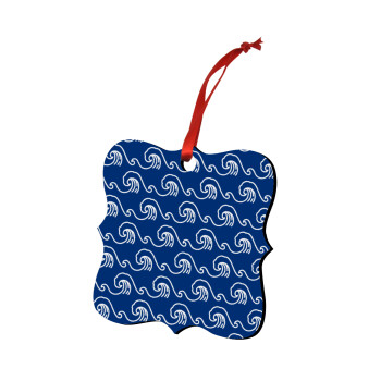 Blue Waves, Christmas ornament polygon wooden 7.5cm