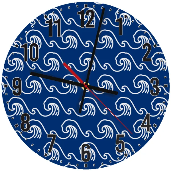 Blue Waves — Wooden wall clock (30cm)