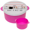 Have a nice day cats, ΡΟΖ παιδικό δοχείο φαγητού (lunchbox) πλαστικό (BPA-FREE) Lunch Βox M16 x Π16 x Υ8cm