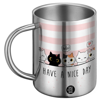 Have a nice day cats, Ανοξείδωτη Μεταλλική Κούπα 450ml - Διπλού Τοιχώματος
