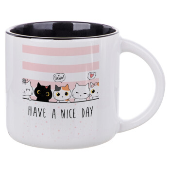 Have a nice day cats, Κούπα κεραμική 400ml Λευκή/Μαύρη