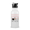 White water bottle with straw, stainless steel 600ml