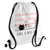 Backpack pouch GYMBAG white, with pocket (40x48cm) & thick cords