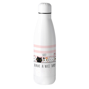 Have a nice day cats, Metal mug thermos (Stainless steel), 500ml