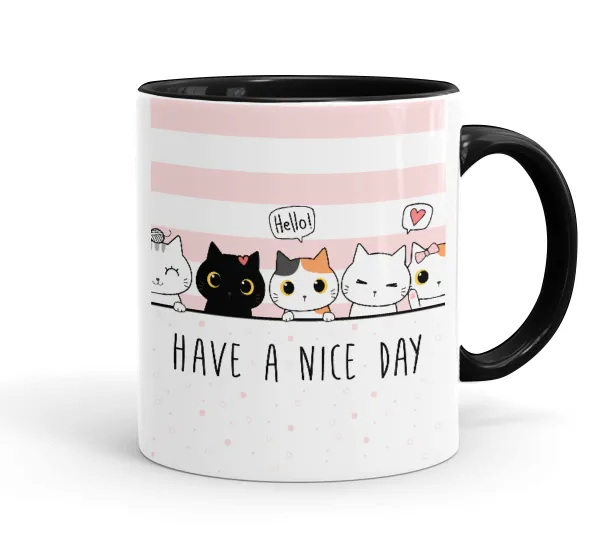 Have a nice day cats — Mug colored black, ceramic, 330ml