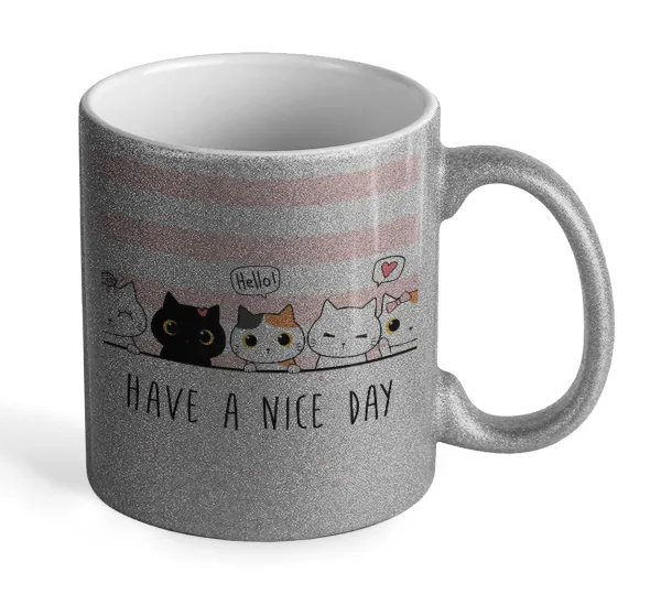 Have a nice day cats — Glitter Ασημένια