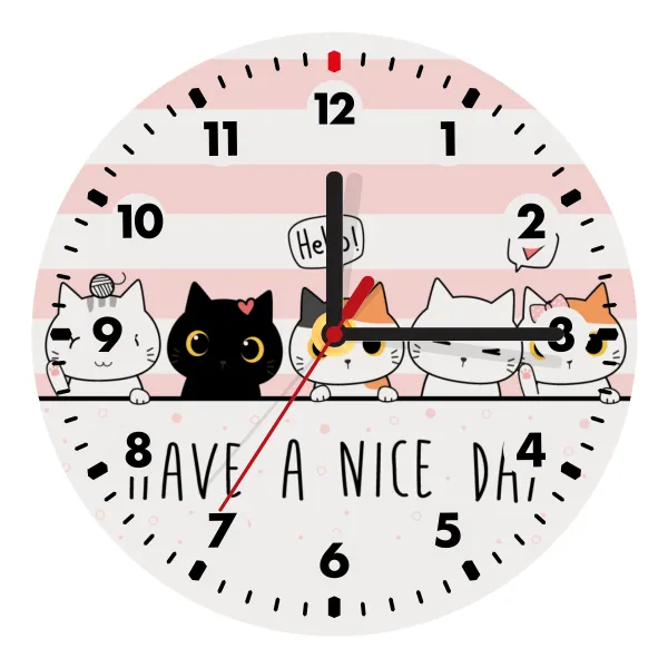 Have a nice day cats — Wooden wall clock (20cm)