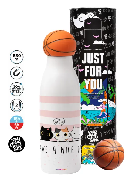 Have a nice day cats — Bascetball Metal mug thermos, double wall, 550ml