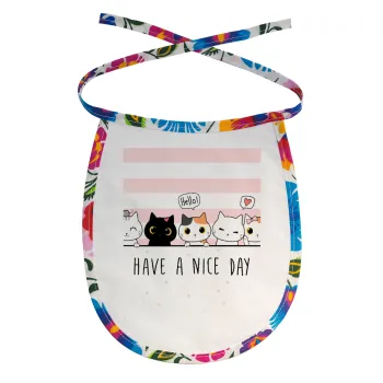 Have a nice day cats, Σαλιάρα μωρού αλέκιαστη με κορδόνι Χρωματιστή