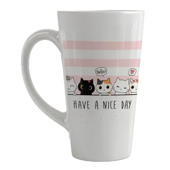 Have a nice day cats, Κούπα κωνική Latte Μεγάλη, κεραμική, 450ml