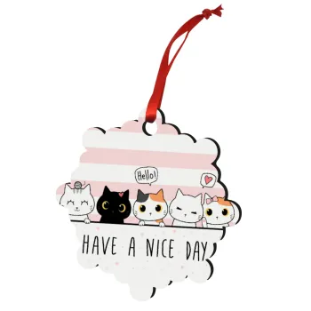 Have a nice day cats, Στολίδι Χριστουγεννιάτικο στολίδι snowflake ξύλινο 7.5cm