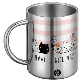 Have a nice day cats, Ανοξείδωτη Μεταλλική Κούπα 450ml - Διπλού Τοιχώματος