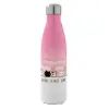 Μεταλλικό παγούρι θερμός Ροζ/Λευκό (Stainless steel), διπλού τοιχώματος, 500ml