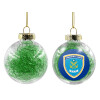 Transparent Christmas tree ball ornament with green filling 8cm