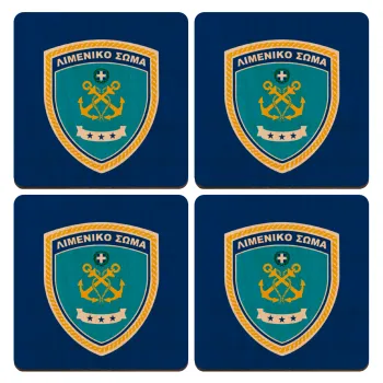 Hellenic coast guard, ΣΕΤ x4 Σουβέρ ξύλινα τετράγωνα plywood (9cm)