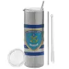 Tumbler stainless steel Silver 600ml, with metal straw & cleaning brush