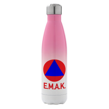 E.M.A.K., Metal mug thermos Pink/White (Stainless steel), double wall, 500ml