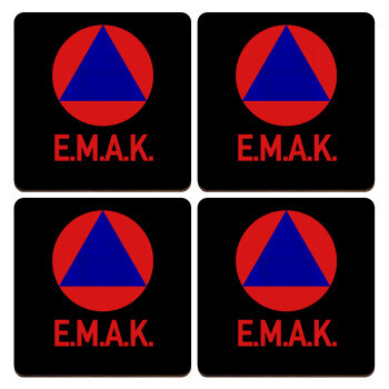 E.M.A.K., ΣΕΤ x4 Σουβέρ ξύλινα τετράγωνα plywood (9cm)