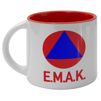 E.M.A.K., Κούπα κεραμική 400ml Λευκή/Κόκκινη