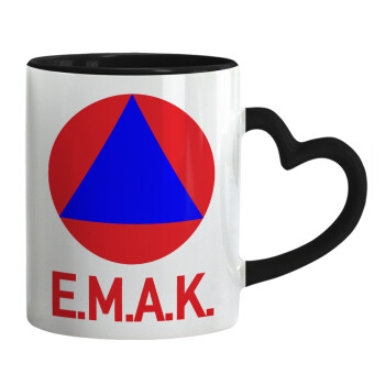 E.M.A.K., Mug heart black handle, ceramic, 330ml