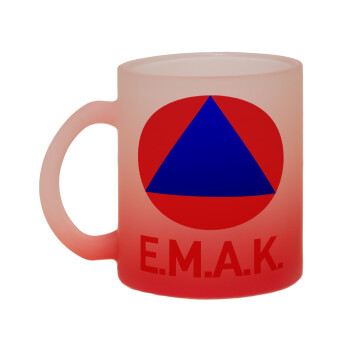 Ε.Μ.Α.Κ., Κούπα γυάλινη δίχρωμη με βάση το κόκκινο ματ, 330ml