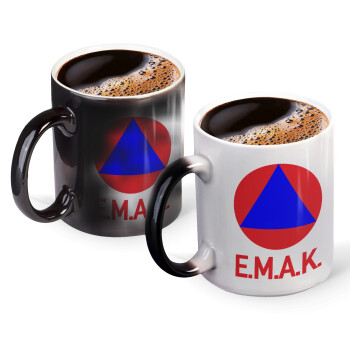 E.M.A.K., Color changing magic Mug, ceramic, 330ml when adding hot liquid inside, the black colour desappears (1 pcs)