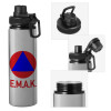 Metallic water bottle with safety cap, 850ml aluminum