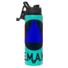 Metallic water bottle with safety lid, 850ml aluminum
