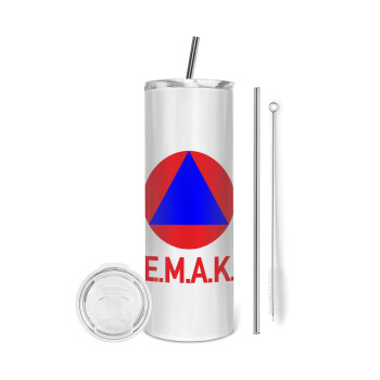 E.M.A.K., Eco friendly stainless steel tumbler 600ml, with metal straw & cleaning brush