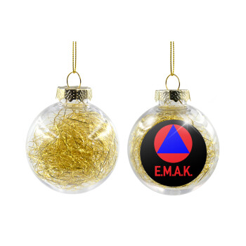 E.M.A.K., Transparent Christmas tree ball ornament with gold filling 8cm