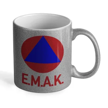 E.M.A.K., Κούπα Ασημένια Glitter που γυαλίζει, κεραμική, 330ml