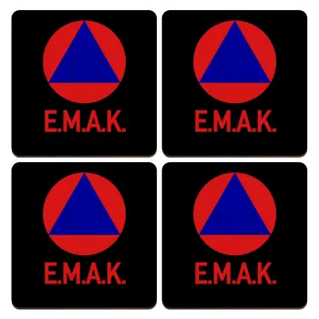 E.M.A.K., ΣΕΤ x4 Σουβέρ ξύλινα τετράγωνα plywood (9cm)