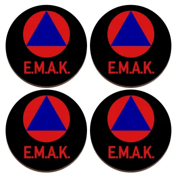 Ε.Μ.Α.Κ., ΣΕΤ x4 Σουβέρ ξύλινα στρογγυλά plywood (9cm)