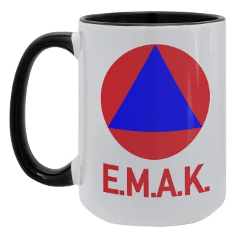 Ε.Μ.Α.Κ., Κούπα Mega 15oz, κεραμική Μαύρη, 450ml
