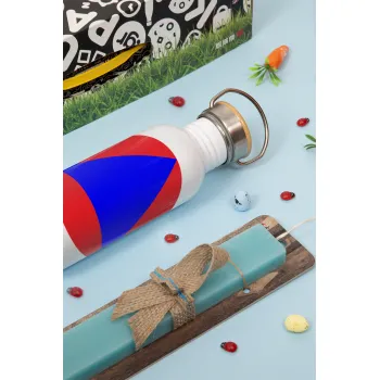 Ε.Μ.Α.Κ., Πασχαλινή Λαμπάδα με παγούρι μεταλλικό (620ml, stainless steel) & κερί αρωματικό πλακέ (30cm) (ΤΙΡΚΟΥΑΖ)