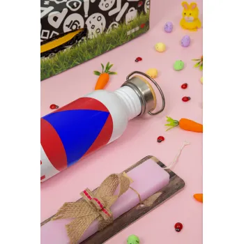 Ε.Μ.Α.Κ., Πασχαλινή Λαμπάδα με παγούρι μεταλλικό (620ml, stainless steel) & κερί αρωματικό πλακέ (30cm) (ΡΟΖ)