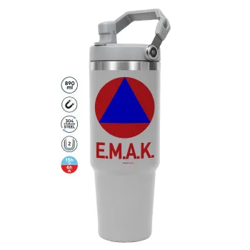 E.M.A.K., GREY color, 890ml (30oz) stainless Steel Tumbler with Handle