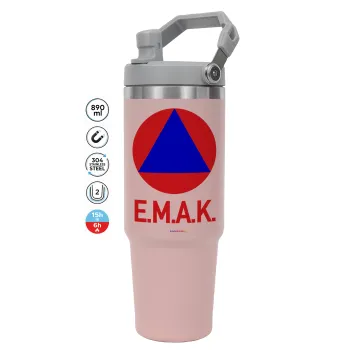 E.M.A.K., Pink color, 890ml (30oz) stainless Steel Tumbler with Handle