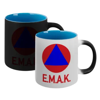 E.M.A.K., Κούπα Μαγική εσωτερικό μπλε, κεραμική 330ml που αλλάζει χρώμα με το ζεστό ρόφημα