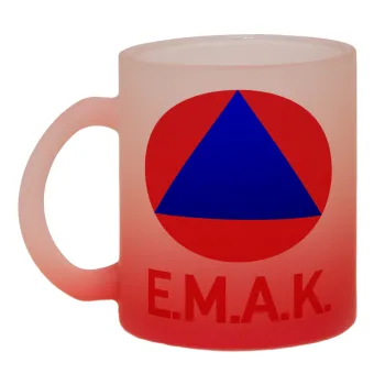 E.M.A.K., Κούπα γυάλινη δίχρωμη με βάση το κόκκινο ματ, 330ml