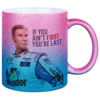 If You Ain't First You're Last Ricky Bobby, Talladega Nights, Κούπα Χρυσή/Μπλε Glitter, κεραμική, 330ml