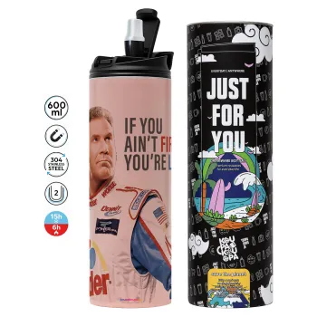 If You Ain't First You're Last Ricky Bobby, Talladega Nights, Tumbler stainless steel PINK 600ml