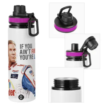 If You Ain't First You're Last Ricky Bobby, Talladega Nights, Μεταλλικό παγούρι νερού με καπάκι ασφαλείας, αλουμινίου 850ml